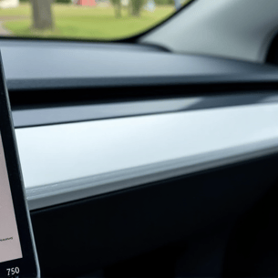 Tesla dashboard with UV protection film and ceramic coating