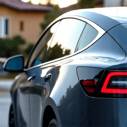 Tesla Model Y Ceramic Tint in Valencia. Professional mobile window tinting on a Tesla Model Y in a Valencia driveway.
