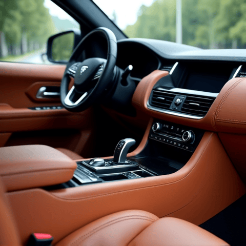 Luxury SUV Interior Fading Protection in Encino. The interior of a luxury SUV after receiving UV protection, emphasizing the preserved richness of leather and trim, targeting clients in Encino.