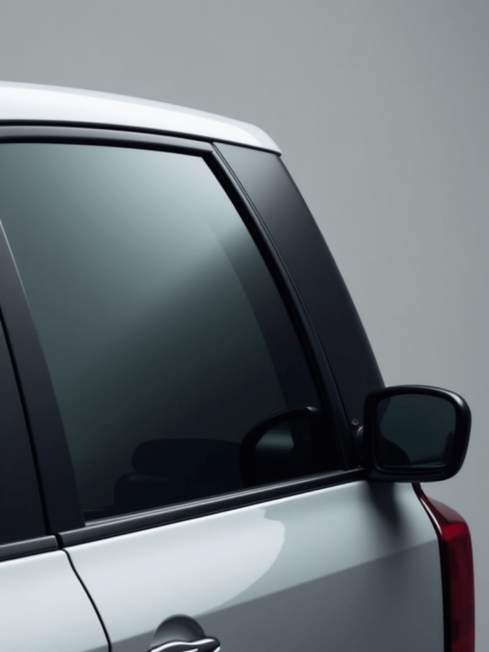 luxury vehicle owner inspecting ceramic tinted window