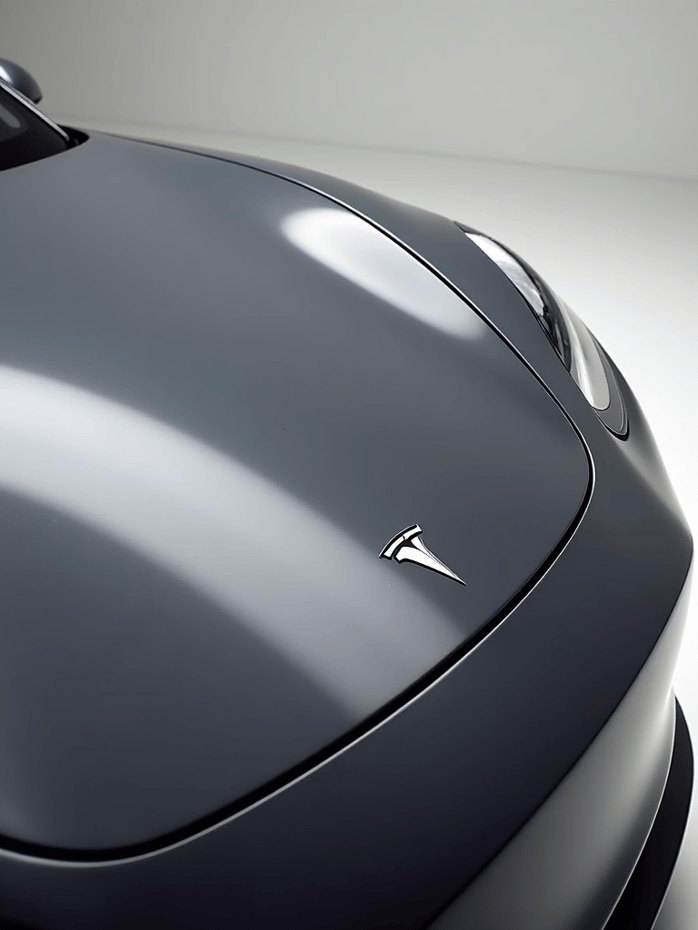 Tesla paint protection specialist applying XPEL PPF on Model 3 hood