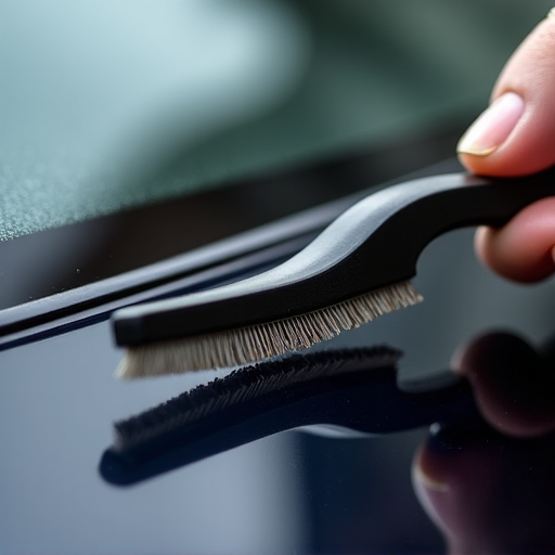 An Autograff Mobile Tint certified technician installing XPEL window tint on a luxury car.
