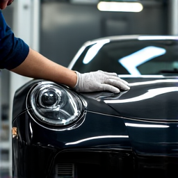 Exotic supercar with full hood XPEL PPF application at a Tarzana specialty shop, ensuring maximum paint preservation