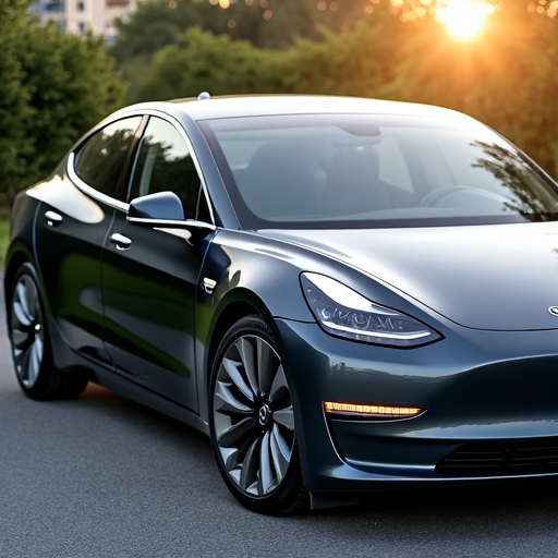 Electric vehicle showcasing professional window tinting for enhanced thermal protection and privacy in Granada Hills