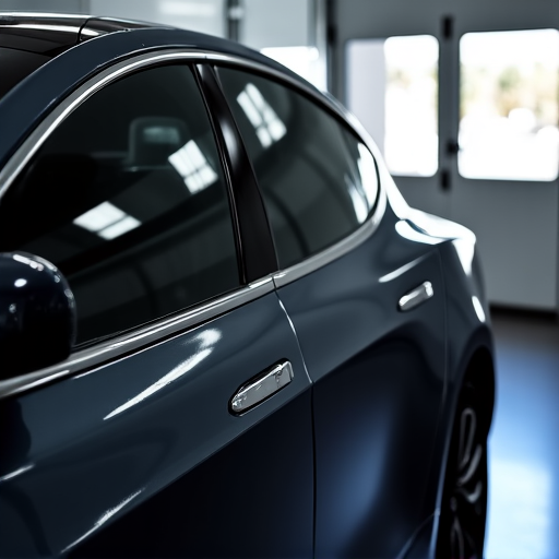 Luxury black car receiving professional window tinting service in Santa Clarita