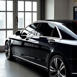 Luxury sedan with dark ceramic window tinting applied by mobile service in Tarzana, offering enhanced vehicle aesthetics