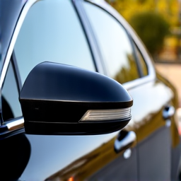 Luxury sedan mirror caps protected with XPEL Ultimate Plus PPF in Tarzana, guarding against scratches and environmental damage