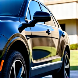 Luxury SUV receiving professional ceramic coating application at a Tarzana home, for long-lasting paint protection and shine