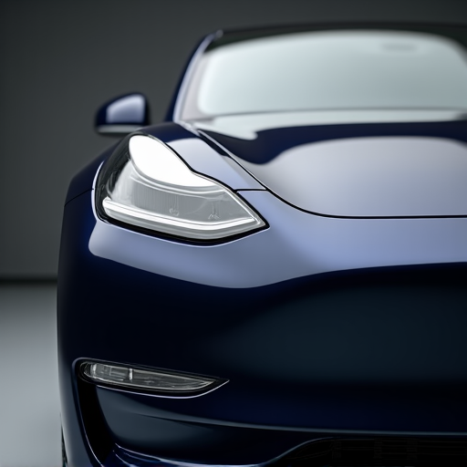 Luxury electric vehicle with front impact zones protected by XPEL PPF in Valencia. Highlights advanced clear bra technology safeguarding modern automotive designs.